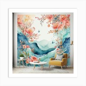 Watercolor Flowers Wall Mural 1 Art Print