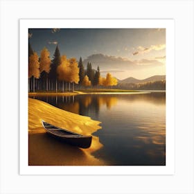 Canoe On A Lake 1 Art Print