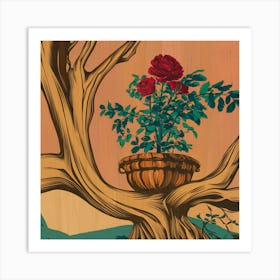 Roses In A Basket 2 Art Print