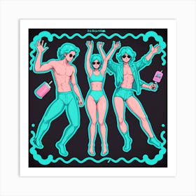 Neon Dancers Art Print