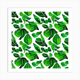 Seamless Pattern With Green Leaves 2 Art Print