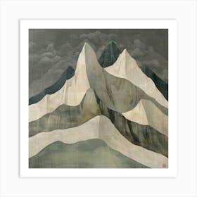 Japanese Watercolour Of Mount Hakuba 3 Art Print