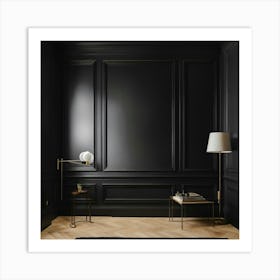 A Black Wall With A Black And White Tartan Wallpap (2) Art Print