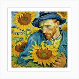 Van Gogh in sunflowers Art Print