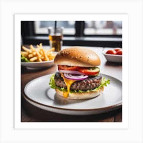 Hamburger On A Plate 51 Art Print