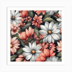 Seamless Floral Pattern 1 Art Print