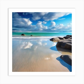 Golden Beach, Reflections of Sky Art Print