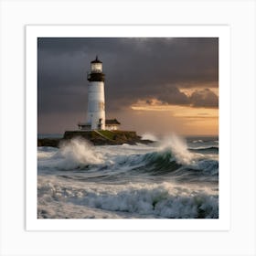 Lighthouse At Sunset Art Print