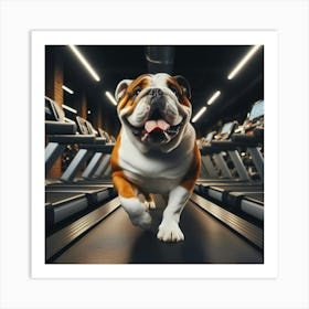 Bulldog Running On Treadmill Art Print