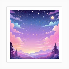 Sky With Twinkling Stars In Pastel Colors Square Composition 208 Art Print