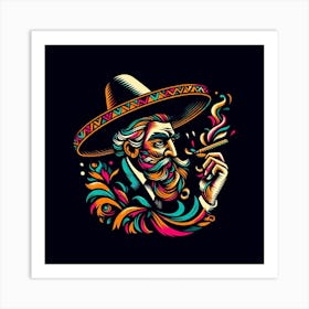 Mexican Man Smoking A Cigar Art Print