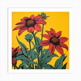 Black Eyed Susan 3 Pop Art Illustration Square Art Print