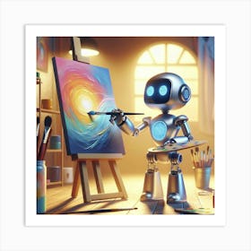 Robot Artist 2 Art Print