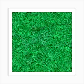 Green Wavy Pattern Art Print