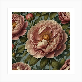 Pink Peony Wallpaper Art Print