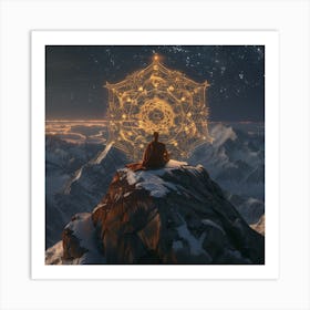 Summoning a golden mandala on a mountain top Art Print