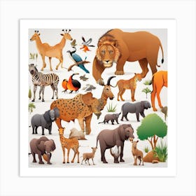 Set Of African Animals 1 Art Print
