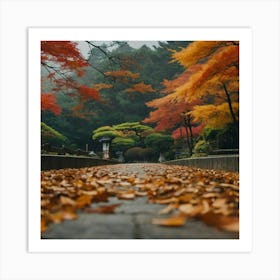 Autumn Leaves In A Park Art Print