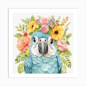 Floral Baby Parrot Nursery Illustration (13) Art Print