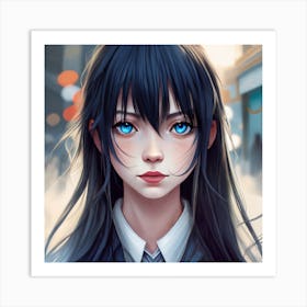 Anime Girl With Blue Eyes 1 Art Print