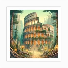 Colosseum In An Enchanted Forest 7 Art Print