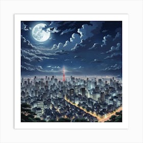 Tokyo City At Night Art Print