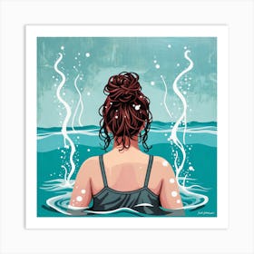 Girl In The Ocean 2 Art Print