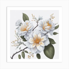 White Flowers myluckycharms Art Print