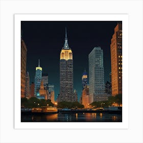Empire State Building At Night Art Print