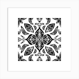 Black And White Floral Pattern 9 Art Print