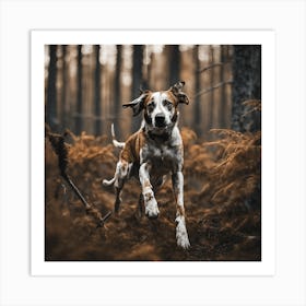 Dog In The Woods 1 Art Print