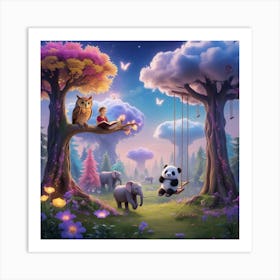 Panda Swing Art Print