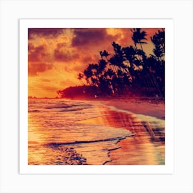 Sunset On The Beach Art Print