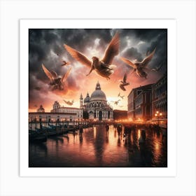 Venice At Sunset Art Print