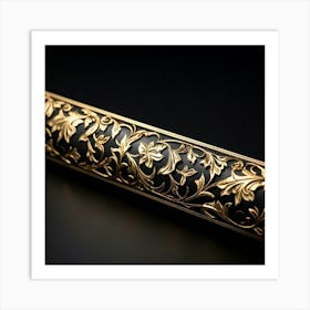 Bright Gold Metallic Border Smooth Texture Intricate Filigree Patterns Glinting Under Soft Diffu (6) Art Print