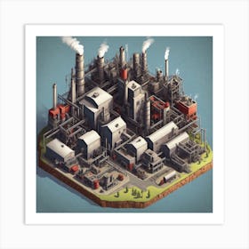 Isometric Industrial City Art Print
