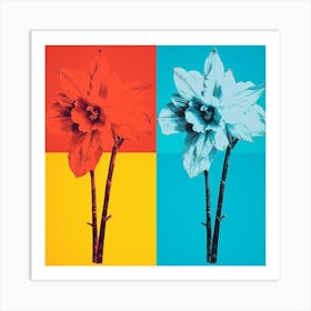 Andy Warhol Style Pop Art Flowers Daffodil 1 Square Art Print