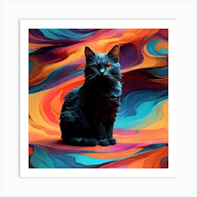 Abstract Cat Painting 5 Art Print