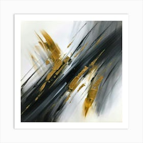 Abstract Black And Gold Painting Art Print