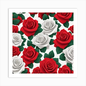 Red And White Roses Art Print
