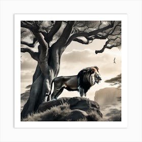 Lion In The Forest 24 Art Print