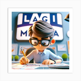 Learning boy Art Print