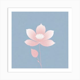 A White And Pink Flower In Minimalist Style Square Composition 207 Art Print