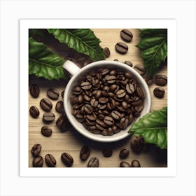 Coffee Beans And Leaves 7 Art Print