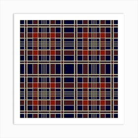 Plaid Tartan Scottish Navy Gold Art Print