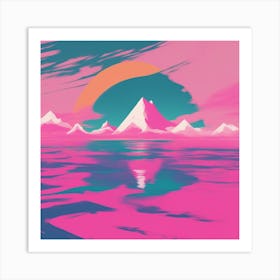 Minimalism Masterpiece, Trace In The Waves To Infinity + Fine Layered Texture + Complementary Cmyk C (48) Art Print