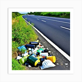 Garbage On The Side Of The Road Art Print