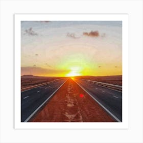 Sunset On The Highway Art Print