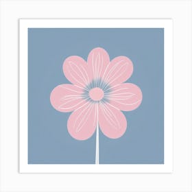 A White And Pink Flower In Minimalist Style Square Composition 623 Art Print