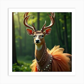 Flux Dev A Majestic Deer Adorned With An Extravagant Haute Cou 0 Art Print